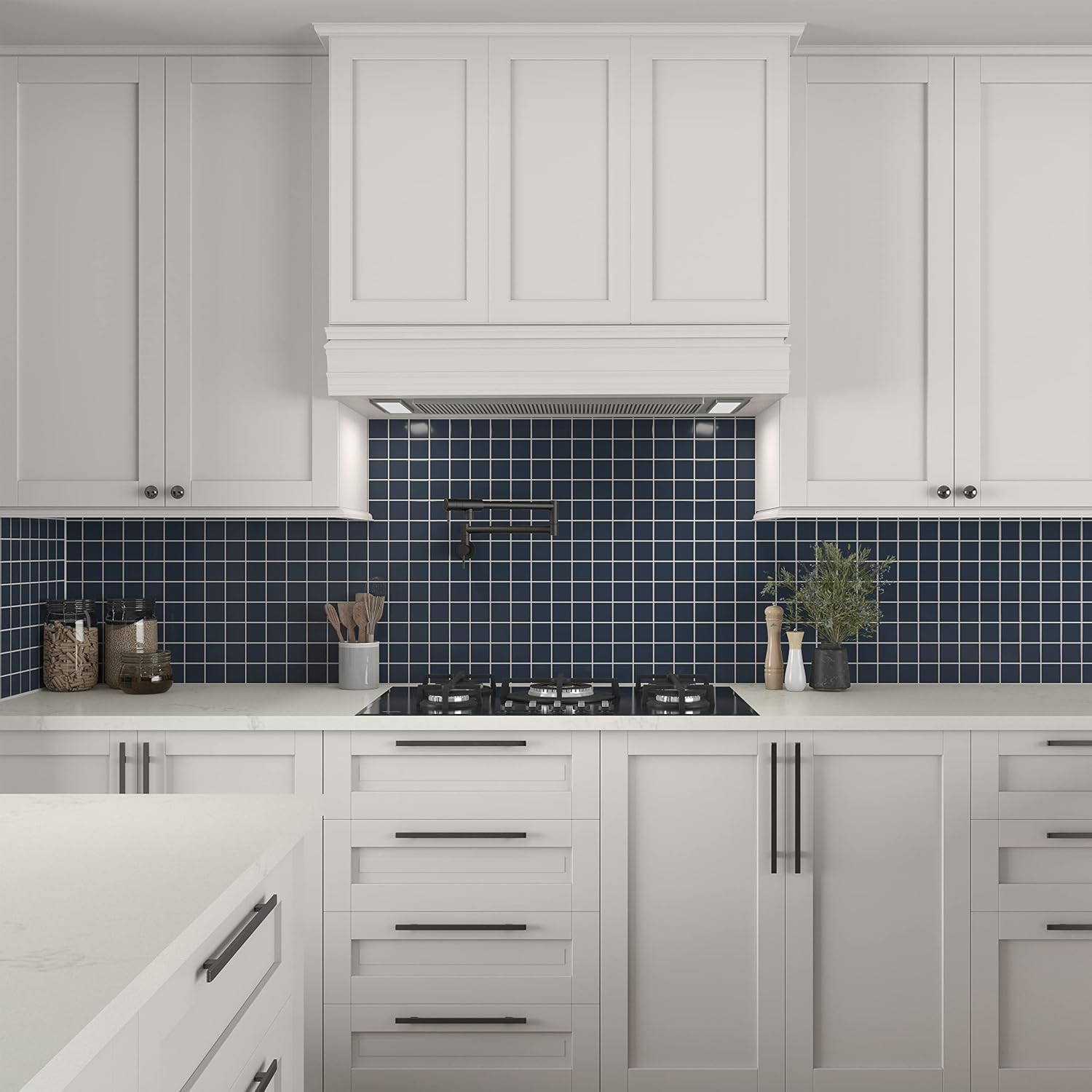 Navy Semi-Gloss 2″ x 2″ Ceramic Mosaic for Backsplashes & Walls (12 PC)