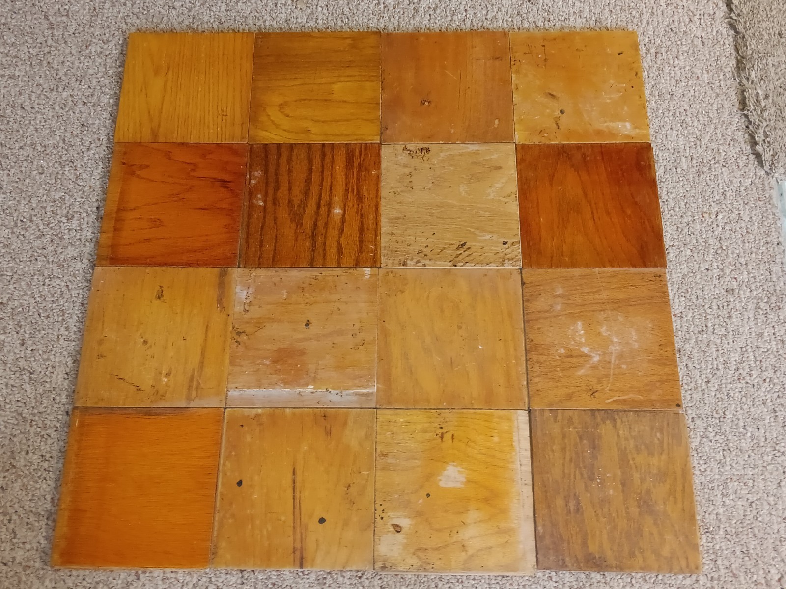 16 USED Vtg. MCM BRUCE Oak 9×9 Parquet Flooring NEED REFINISHING: Read Details