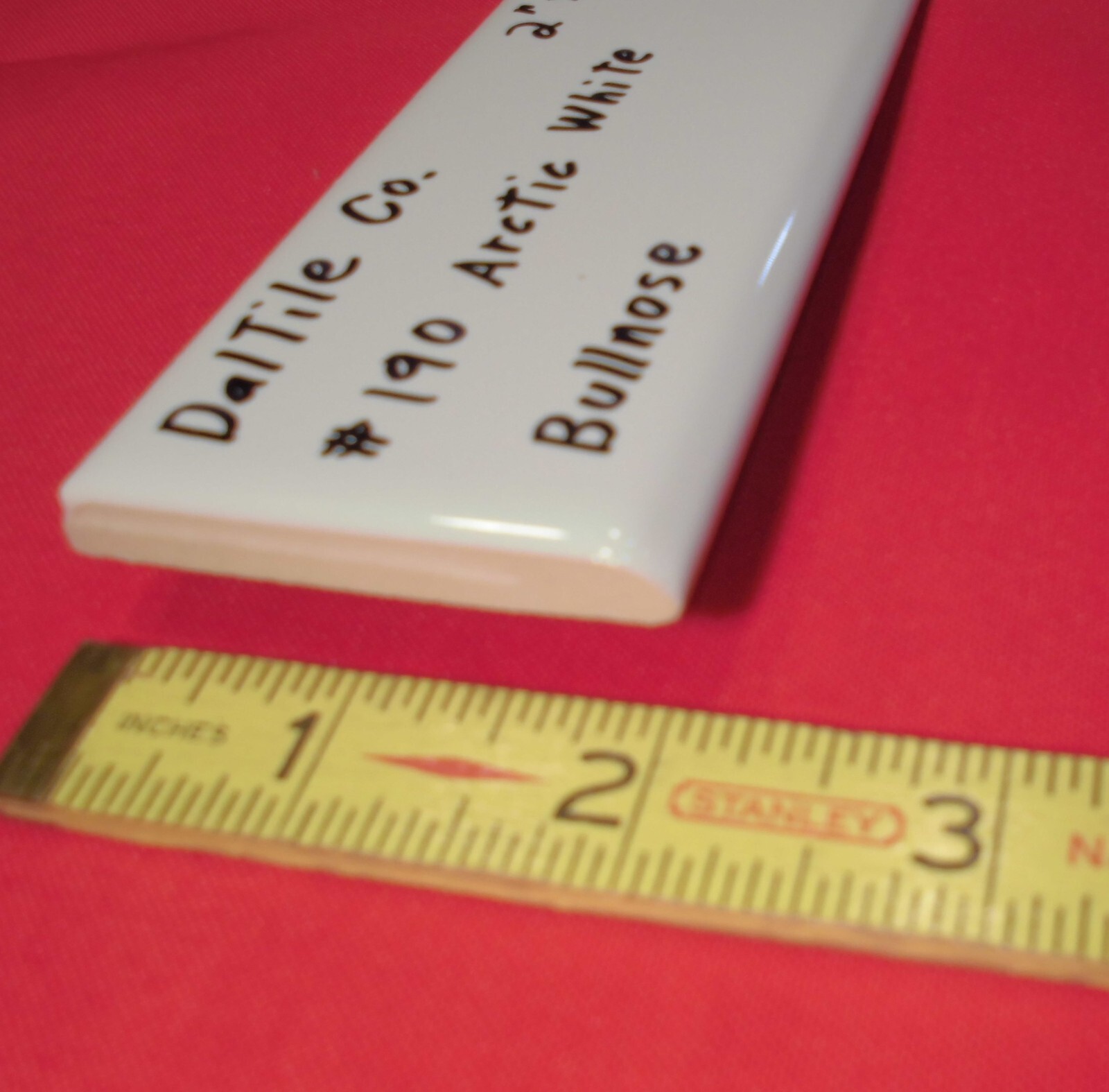 1 pc. Glossy Arctic White: 2″ X 6″ Bullnose Ceramic Tiles by Daltile, New Stock