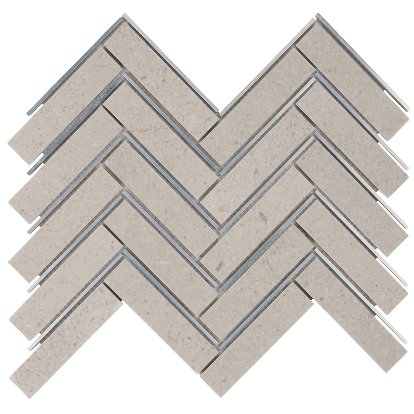 Gray Marble Stone Silver Metal Inlay Herringbone Kitchen Mosaic Tile Backsplash
