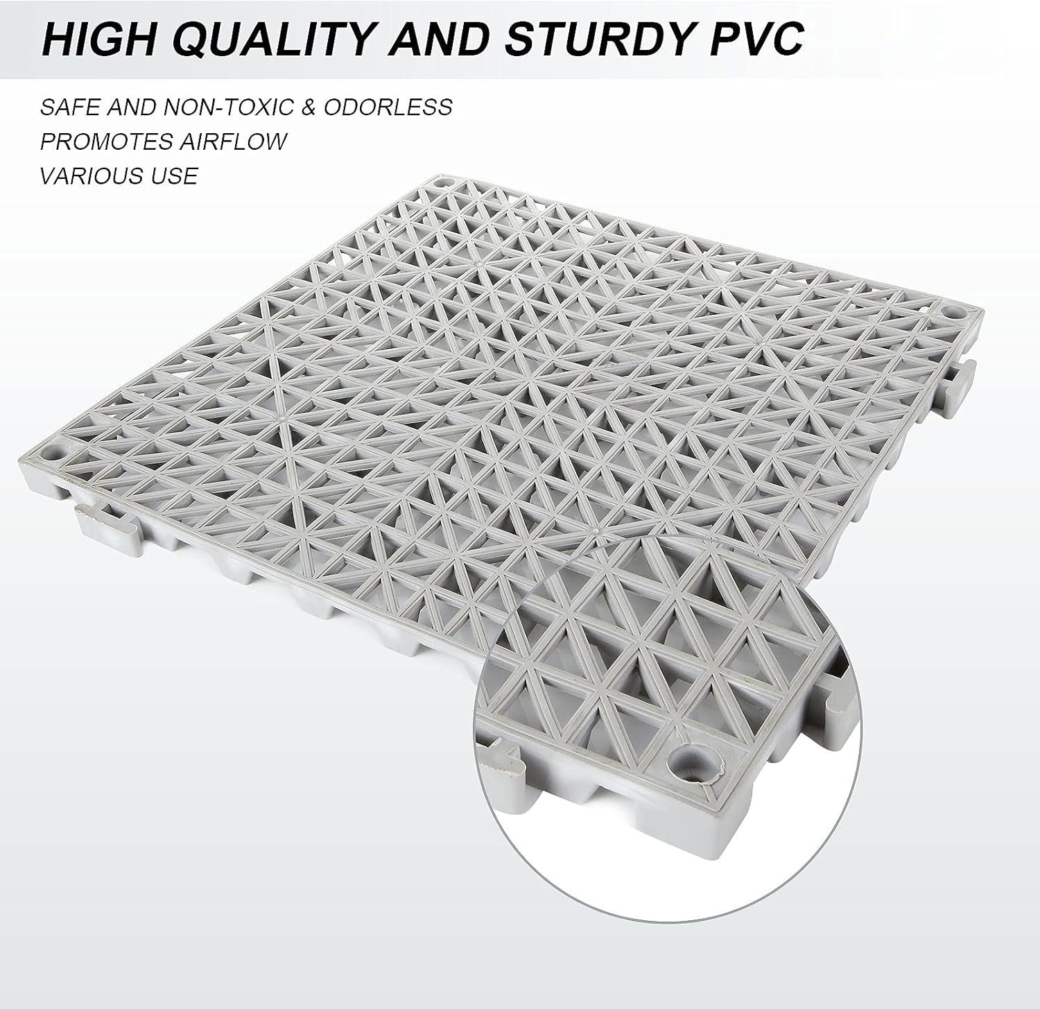 12 Pack 12″ x 12″ Interlocking Rubber Bathroom Flooring Tiles Non-Slip Splici…