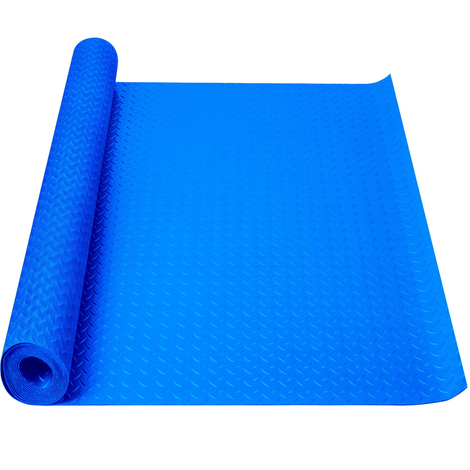 Garage Floor Mat Diamond Plate PVC Vinyl Flooring Roll Non-Slip 2.5mm Thick Blue
