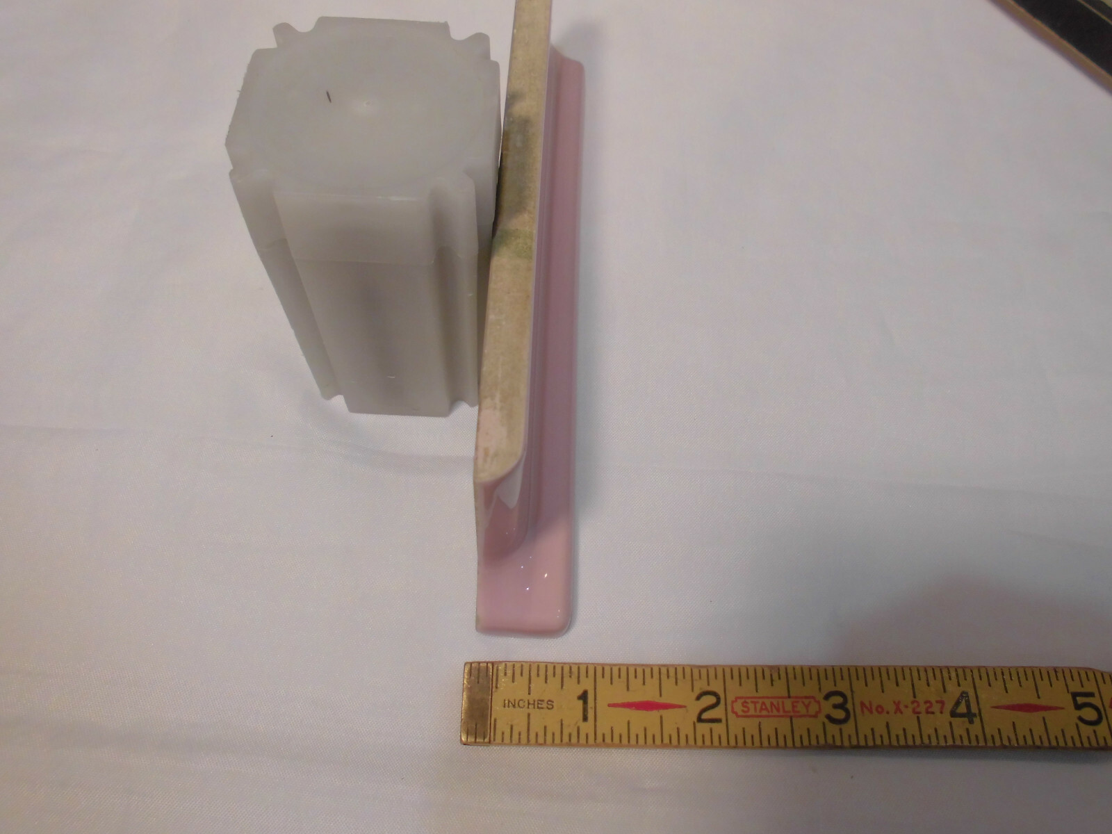 1 pc. Glossy Shell Pink 2” X 6-1/2” Ceramic Cove Base; Flat Tile; Flat Top, L