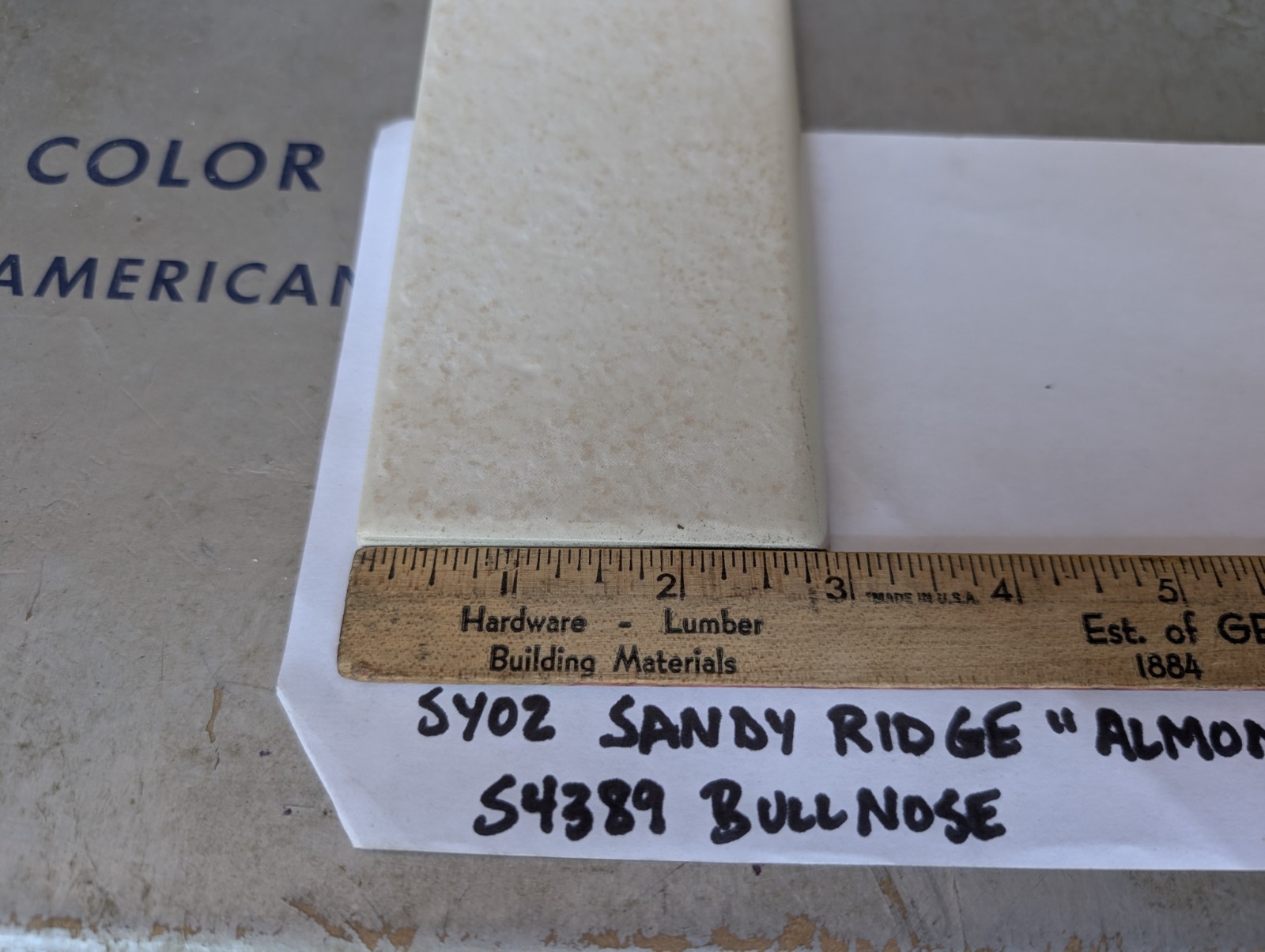 2 pcs American Olean Ceramic Tile Sandy Ridge series “Almond” SY02 3×8 Bullnose