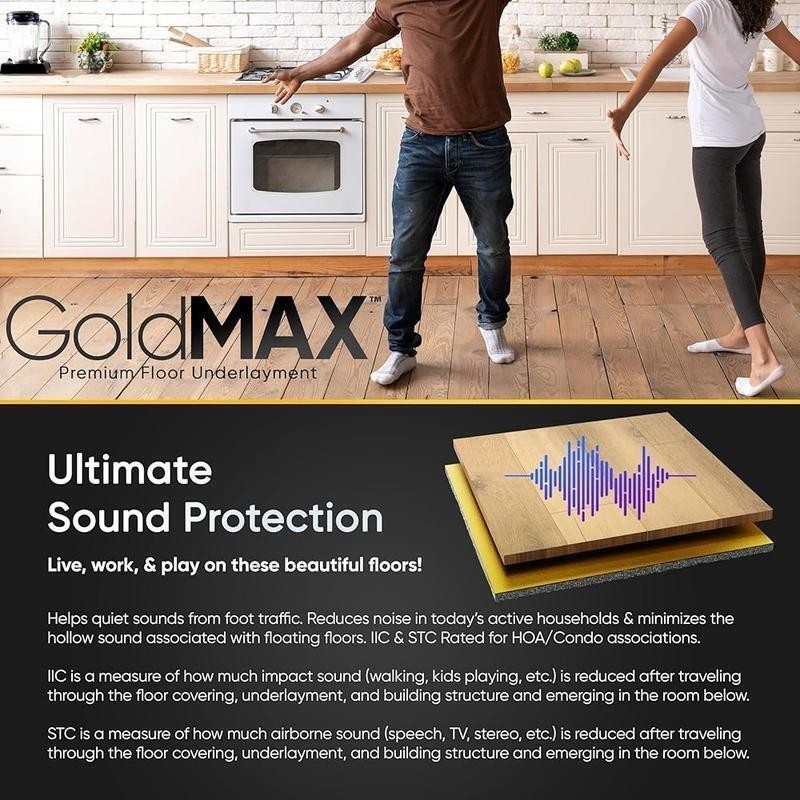 Premium Floor Underlayment 200sqft Roll 3mm Thick Moisture Barrier Soundproofing
