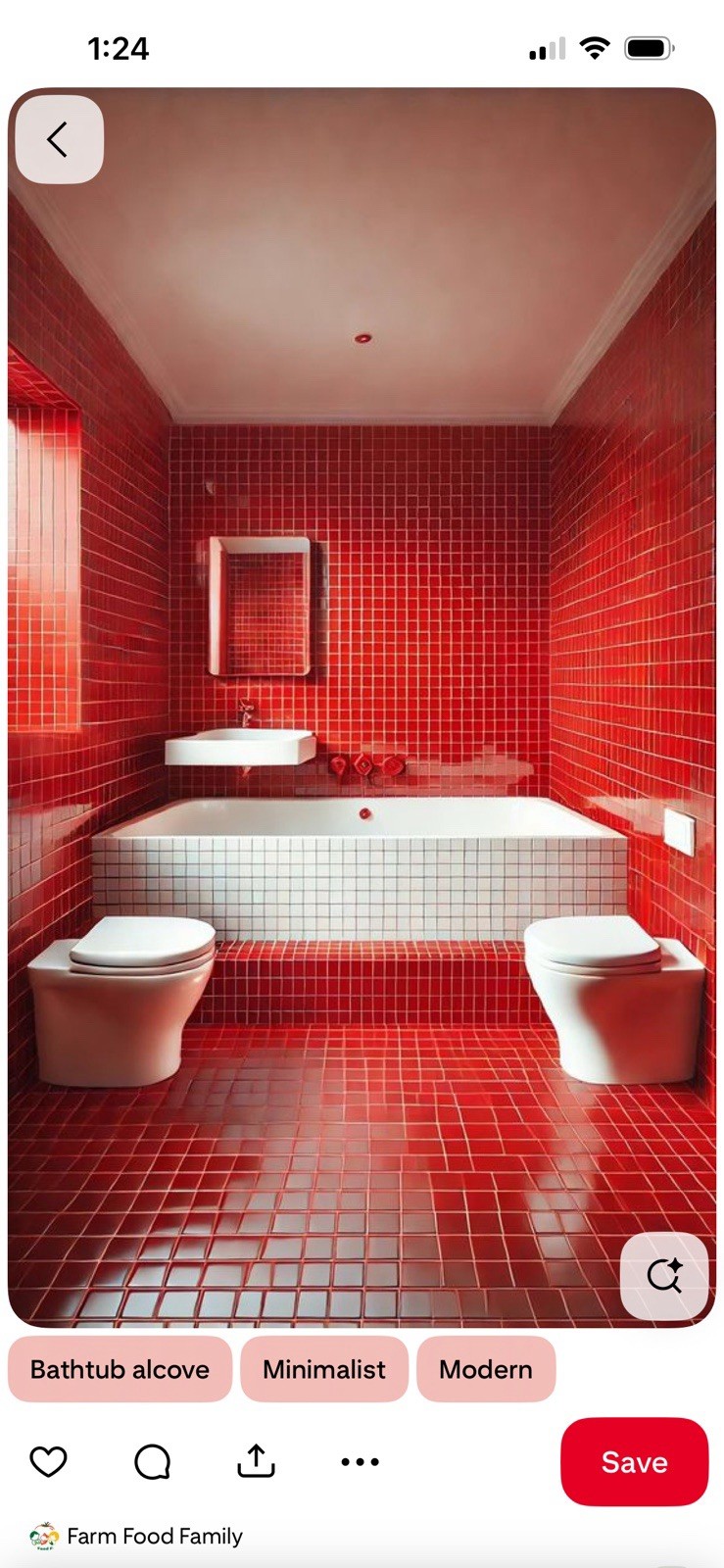 Glossy Bright Red 4-1/4” Square Ceramic Tile–Roca “Red Pepper” 20 sq ft