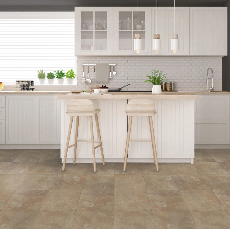 Floor Tile Water Resistant Vinyl Self Adhesive Light Slate Marble No Wax 12 x 12