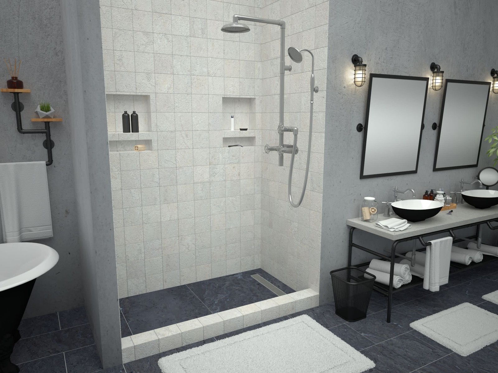 Tile Redi RT3672R-PVC-SQBN Redi Trench 36″ x 72″ Rectangular – Nickel