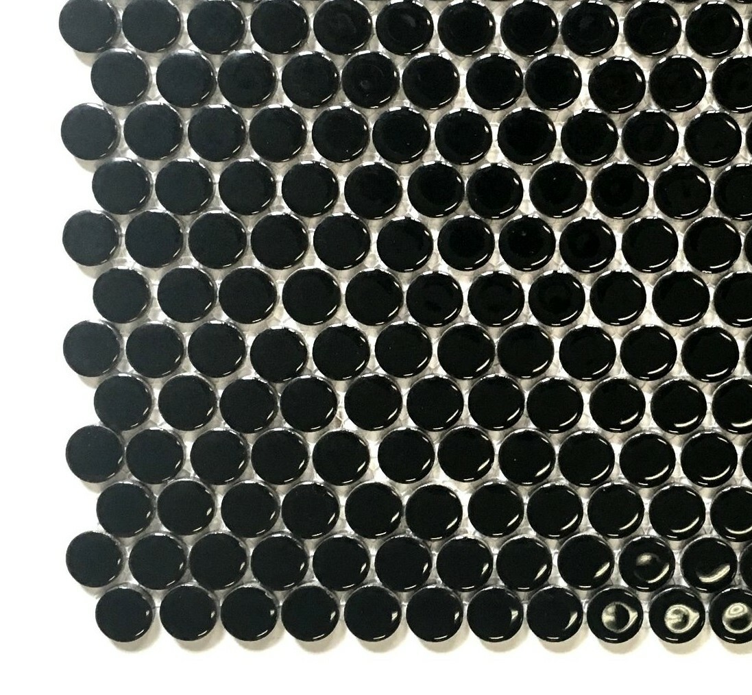 3/4 x 3/4 Penny Round Black 4×4 Porcelain Mosaic Wall Floor (SAMPLE SWATCH)