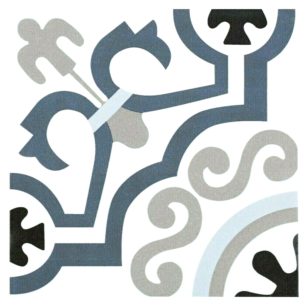 8×8 Versay Blue White Encaustic Pattern Porcelain Tile Squarefeet Depot (Box 10)