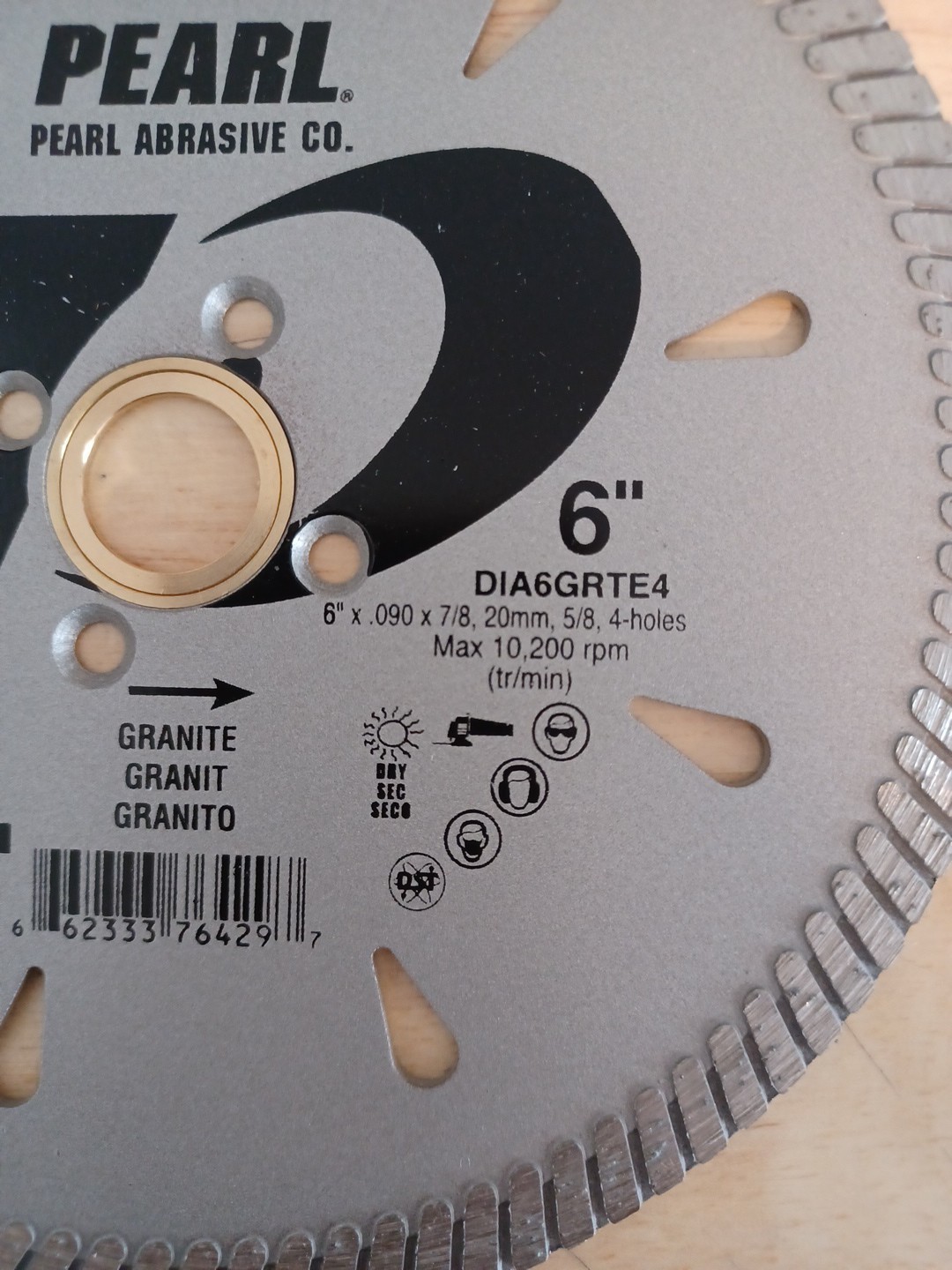 Pearl Abrasive P3 Granite Diamond Blade 6″ Dia 6″×.090×7/8″ 10,200 Rpm Lot Of 5