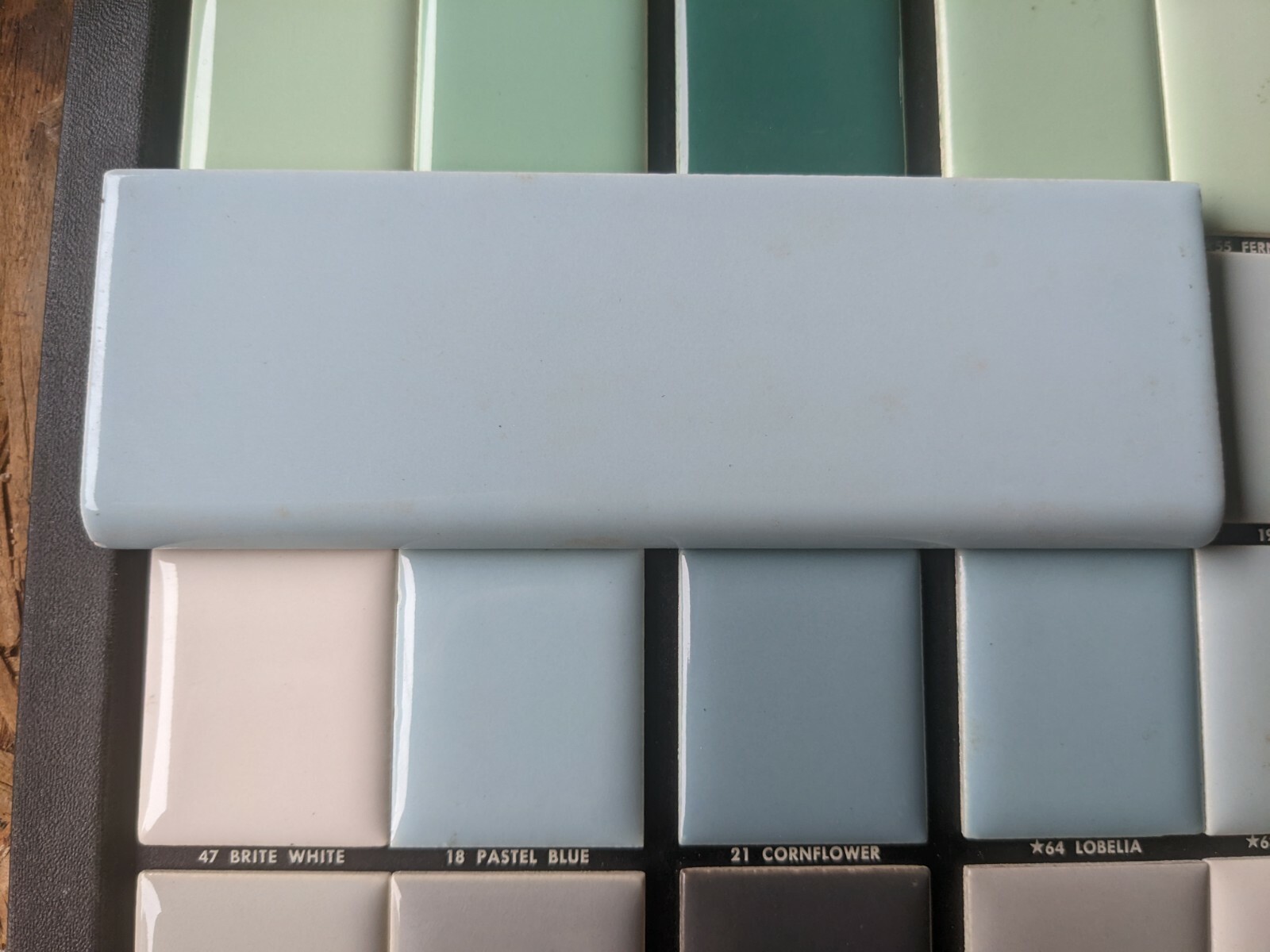2 pcs American Olean Ceramic Wall Tile 2×6″ Bullnose Pastel Blue NEW Color 18