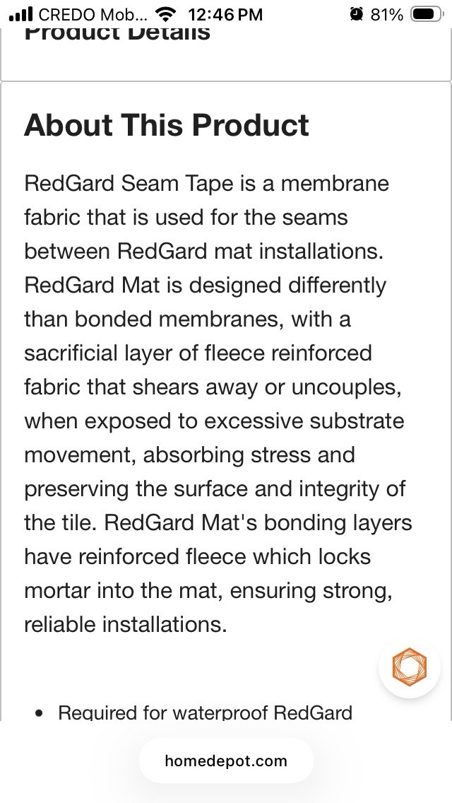 Redgard 5in x 16.5 ft Seam Tape Residential Red Waterproofing Membrane