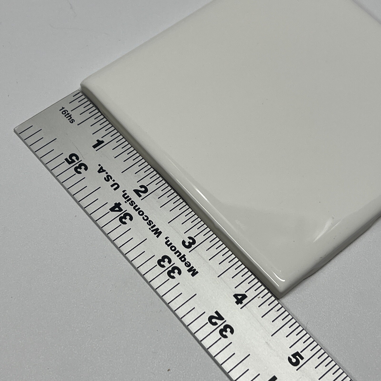 Bright White Ceramic Edge Tile 4 1/4 Vintage FT Mid Century Modern 4×4 Bullnose