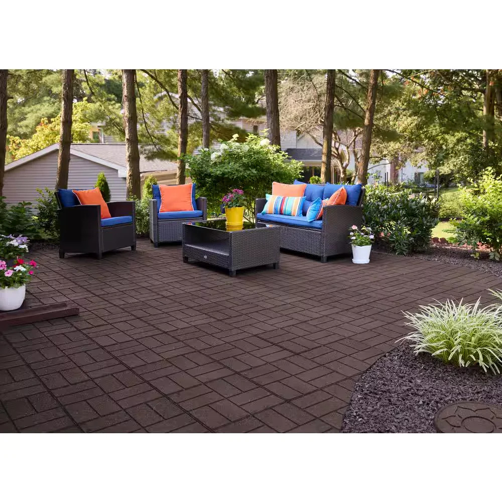 16 in x 16 in Brown SmartLoc Interlocking Rubber Paver 9-Pack DCPV16ILBN9