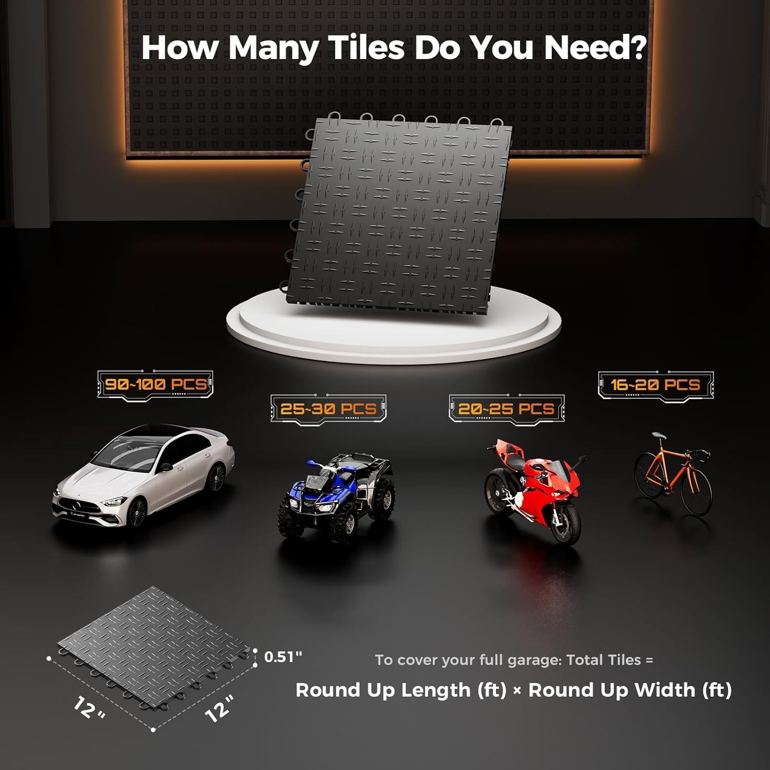 260225 Garage Floor Tiles Heavy-Duty Interlocking (50-Pack with 4 Edge Pieces)