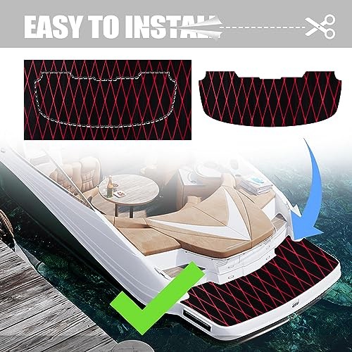 Boat Flooring – EVA Foam Boat Decking – 94″ x 15.7″ Black With Red Lines