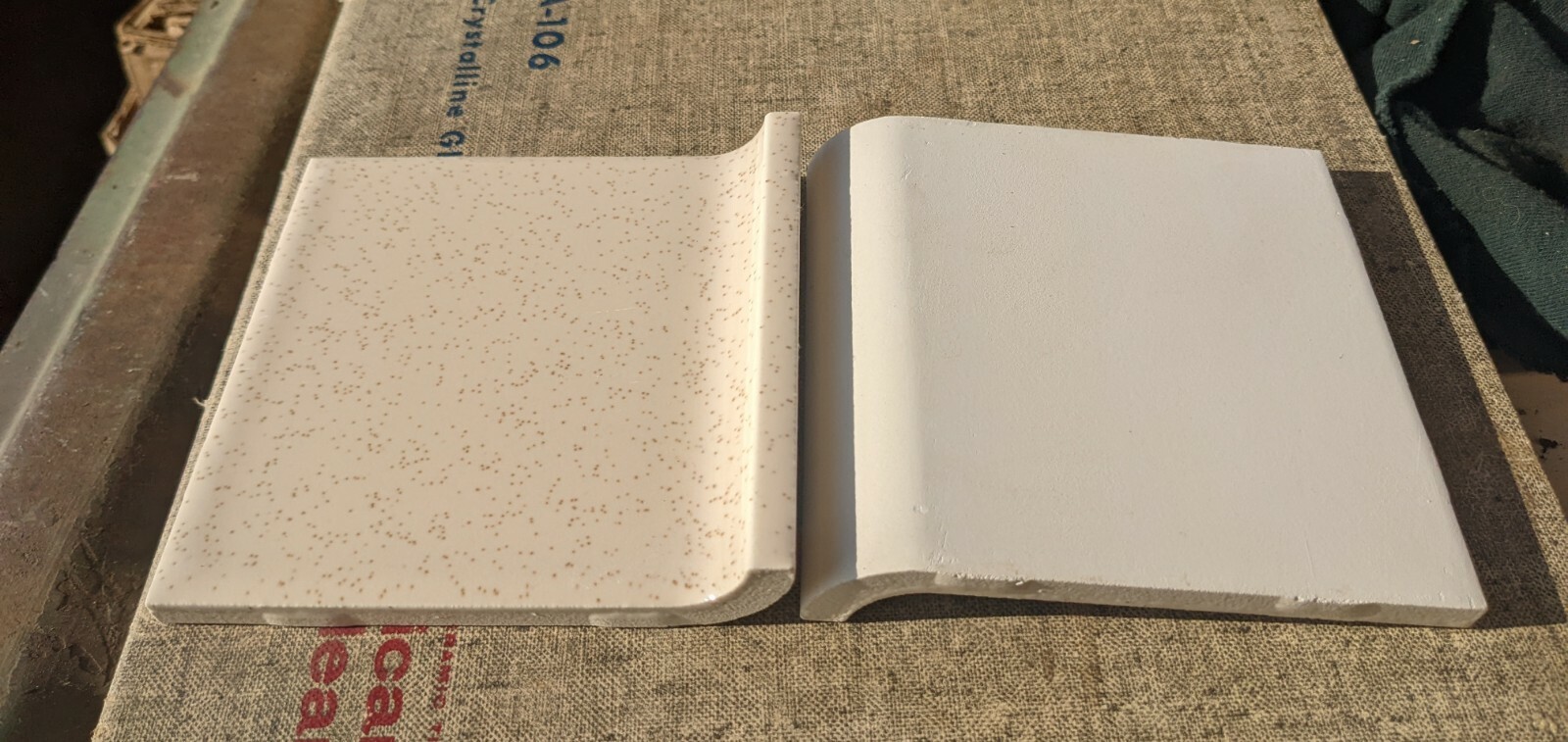 2 pieces 4 1/4″ Ceramic Tile Cove base A3401 46 Buckwheat American Olean Gloss