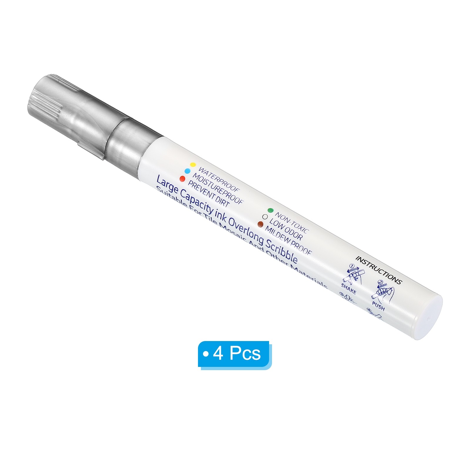 Grout Pen, 4pcs Silver Tile Marker Waterproof Grout Sealer Pen Repair Pens