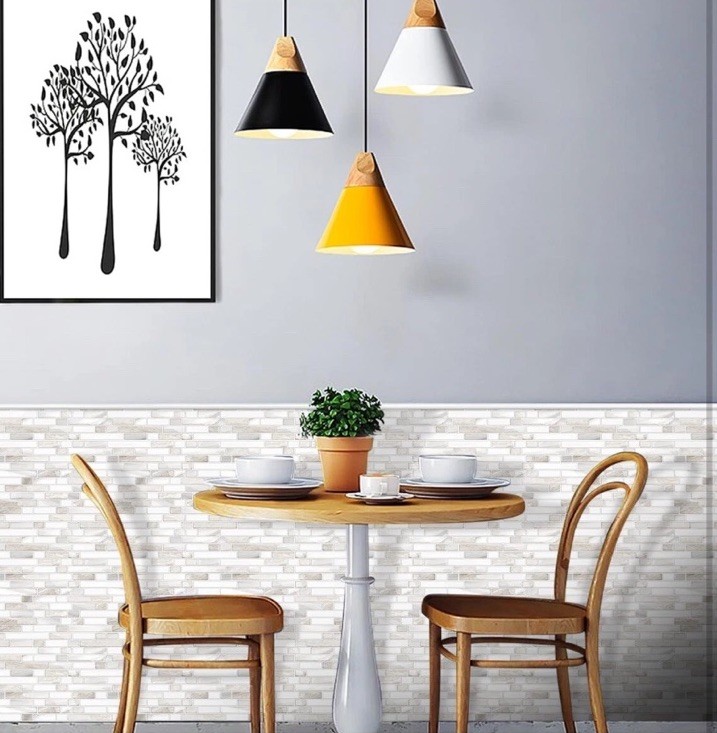 STICKGOO Thicker Design Peel & Stick Tile Backsplash 12”x12” 10 Count Beige/Whit