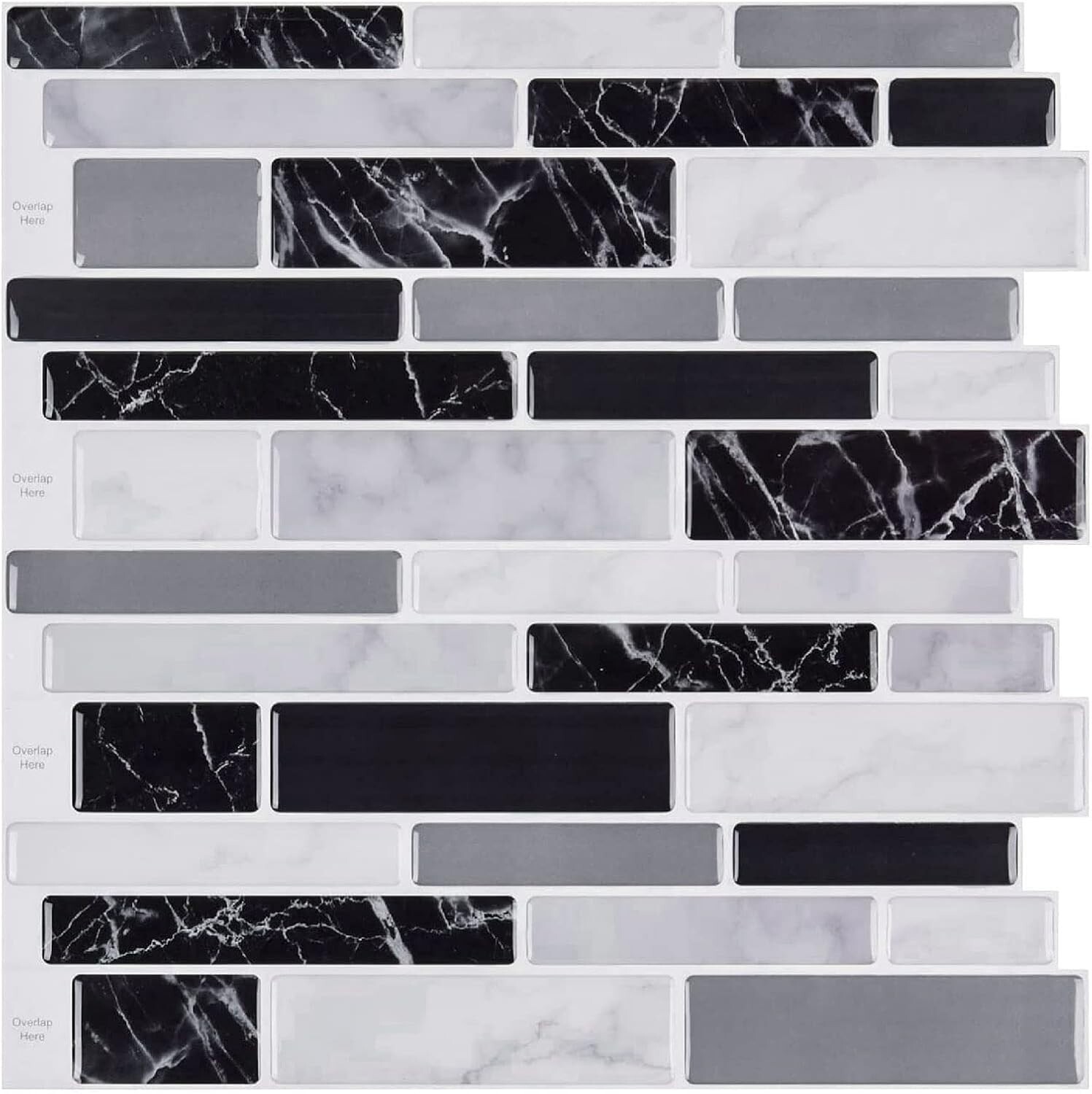 Elegant Striped Black Vinyl Backsplash Tiles 12″x12″ – Washable & Durable Design