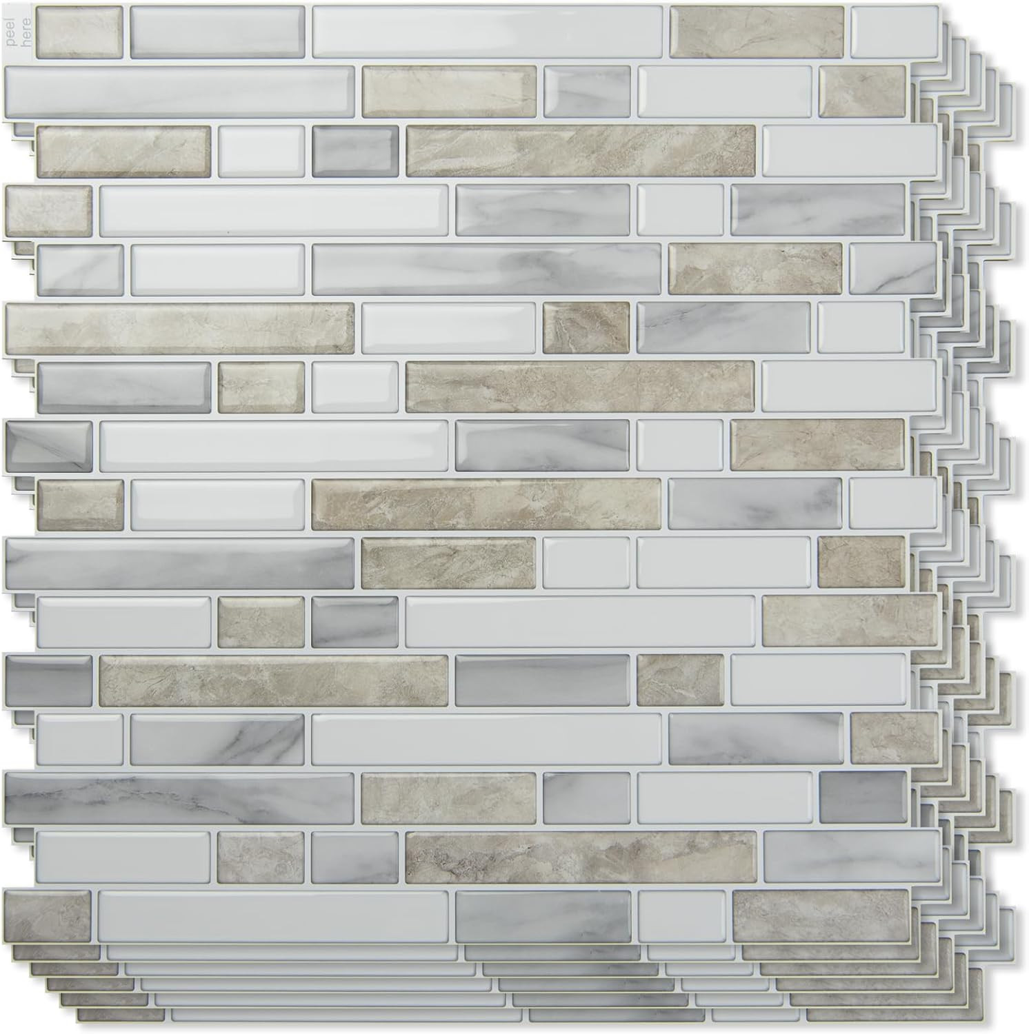 10-Sheet Heavy-Duty Peel and Stick Backsplash, Waterproof Wall Tiles Stick on Ki