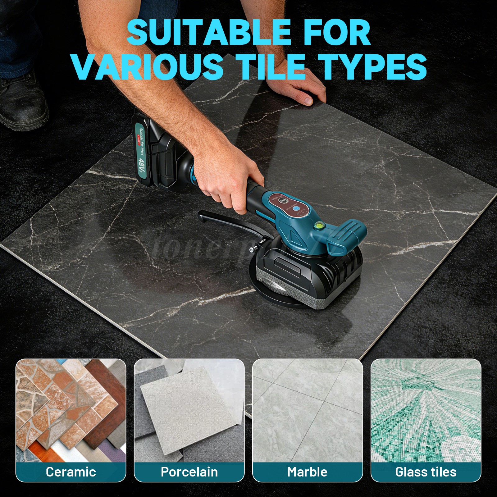 Cordless Tile Vibration Machine Tool, Electric Leveling Machine w/1.5Ah Battery