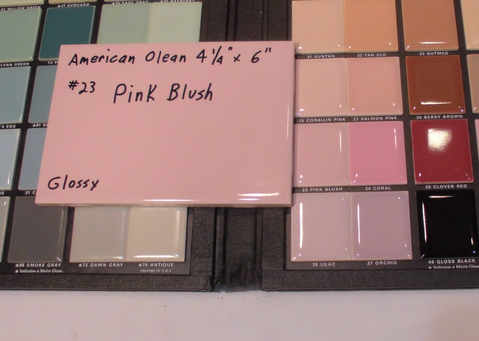 1 pc. Vintage *Pink Blush* Glossy Ceramic Tile #23 by American Olean 4-1/4″ X 6″