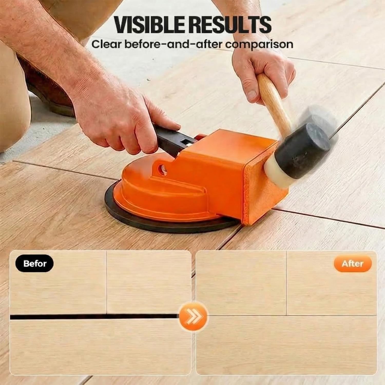 Floor Gap Fixer Tool with Suction Cup for Hardwood-Laminate and Vinyl Flooring