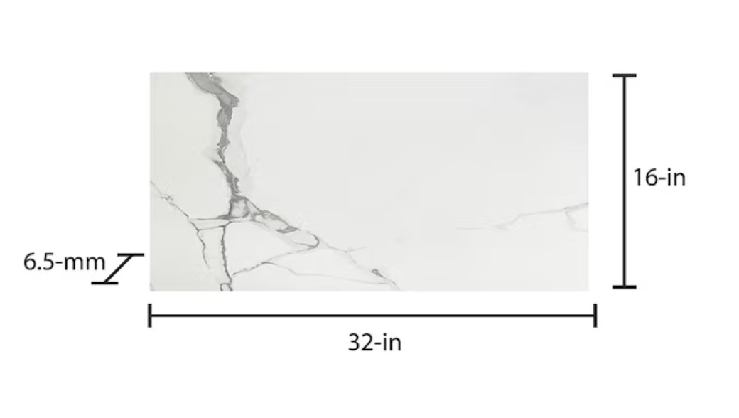 Origin 21 Alisa White 16 x 32 Polished Marble Look Floor and Wall Tile 350 SF