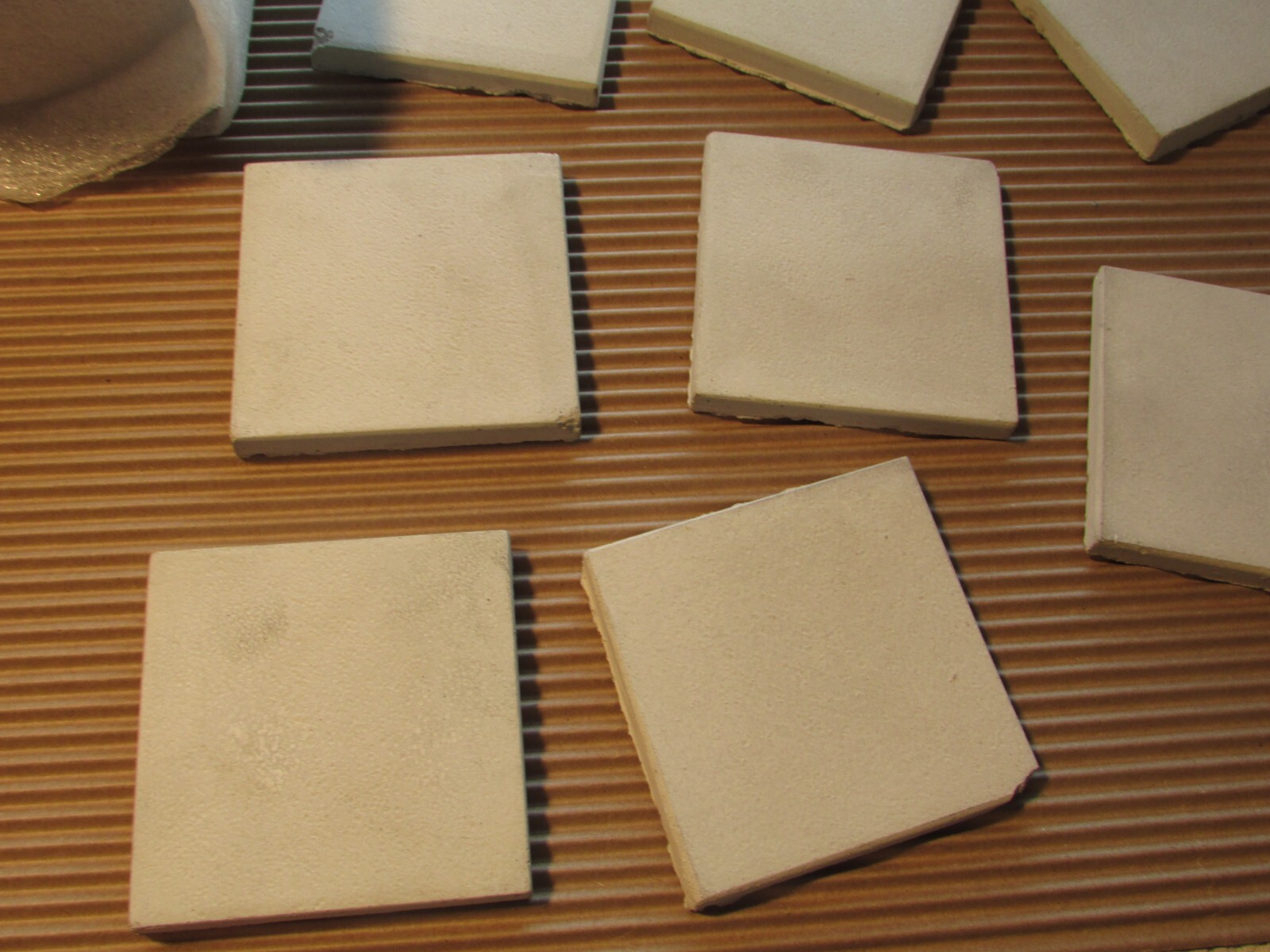 Group of 10 Vintage UNUSED Ceramic 3.5″ Unglazed WALL Floor or CRAFTING TILES !!