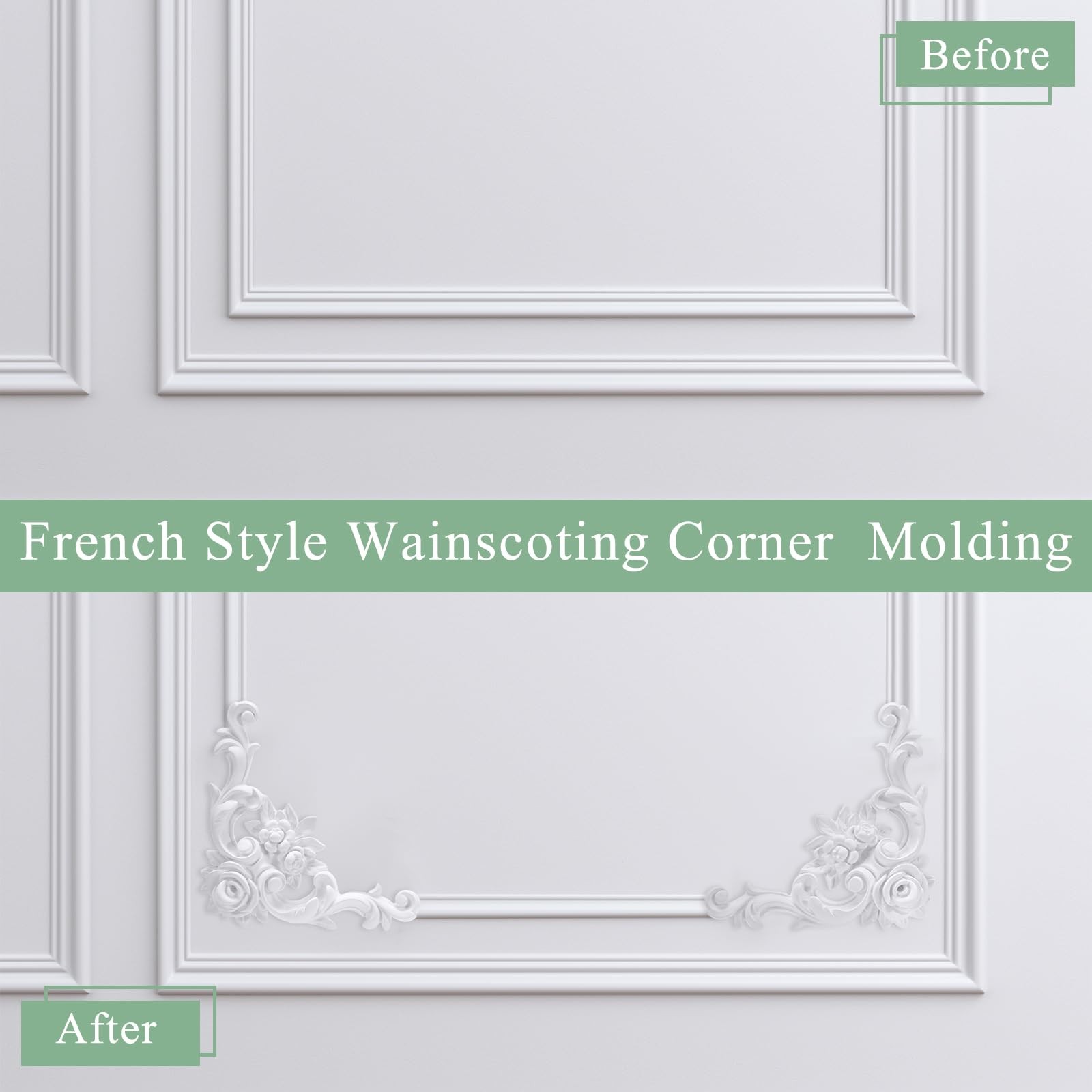 4 PCS Rose Style Corner Wall Molding French Wainscoting Panel Decor Kit