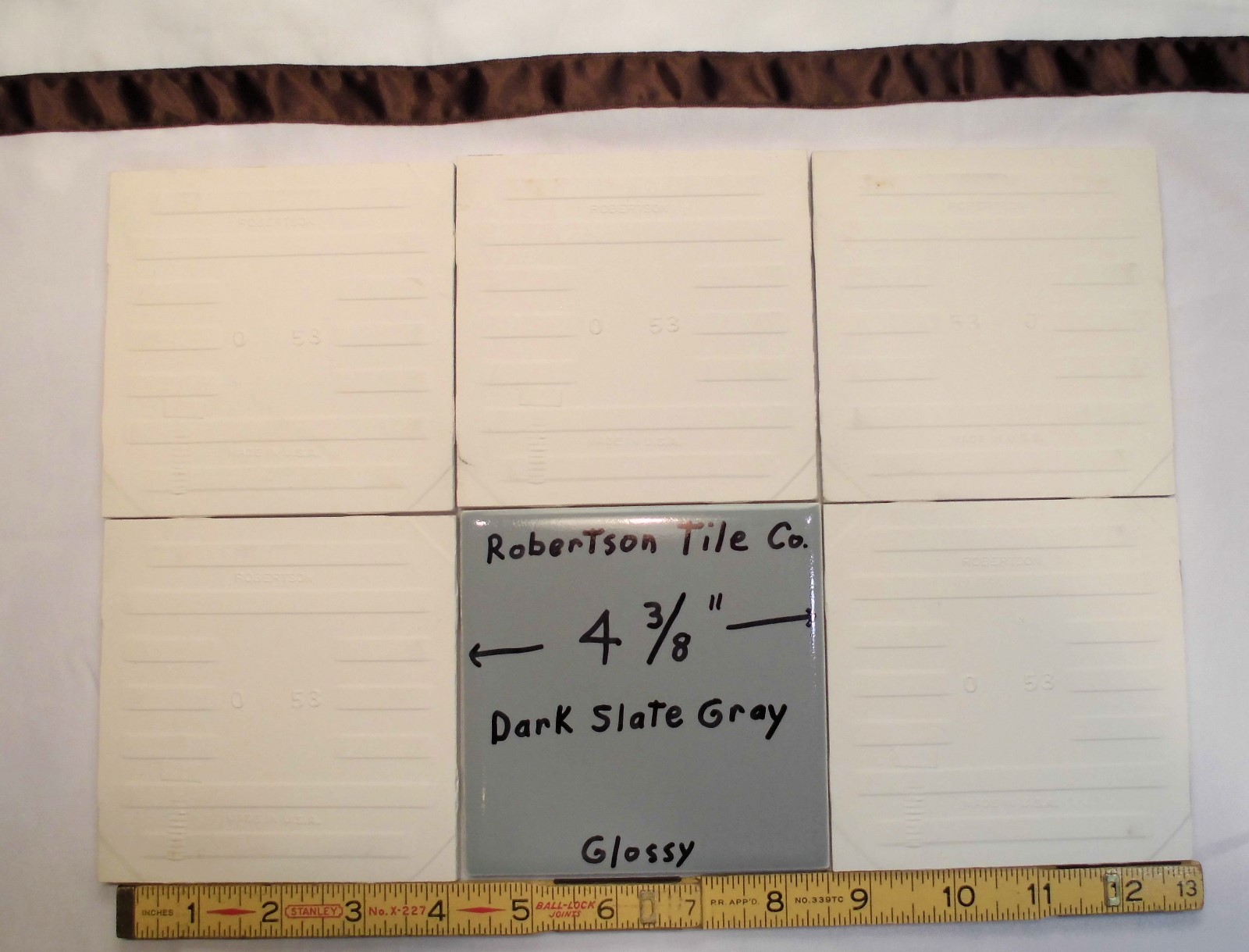 1 pc. Dark Slate Gray: 4-5/16″- 4-3/8″Glossy Ceramic Wall Tile by Robertson Co.