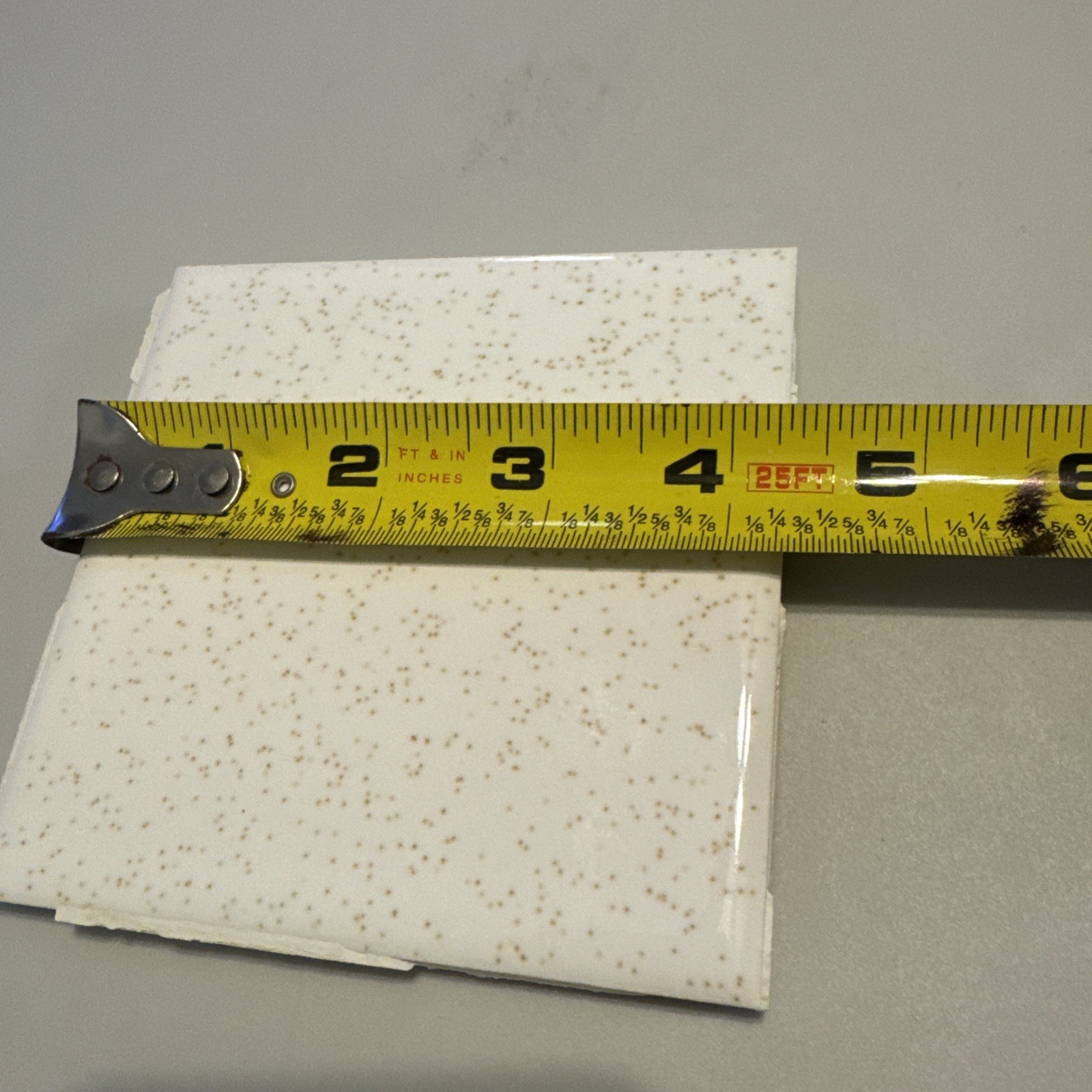 Lot Of 5 wall tile made in the USA Gloss White Brown / Gold Speckled – Vintage