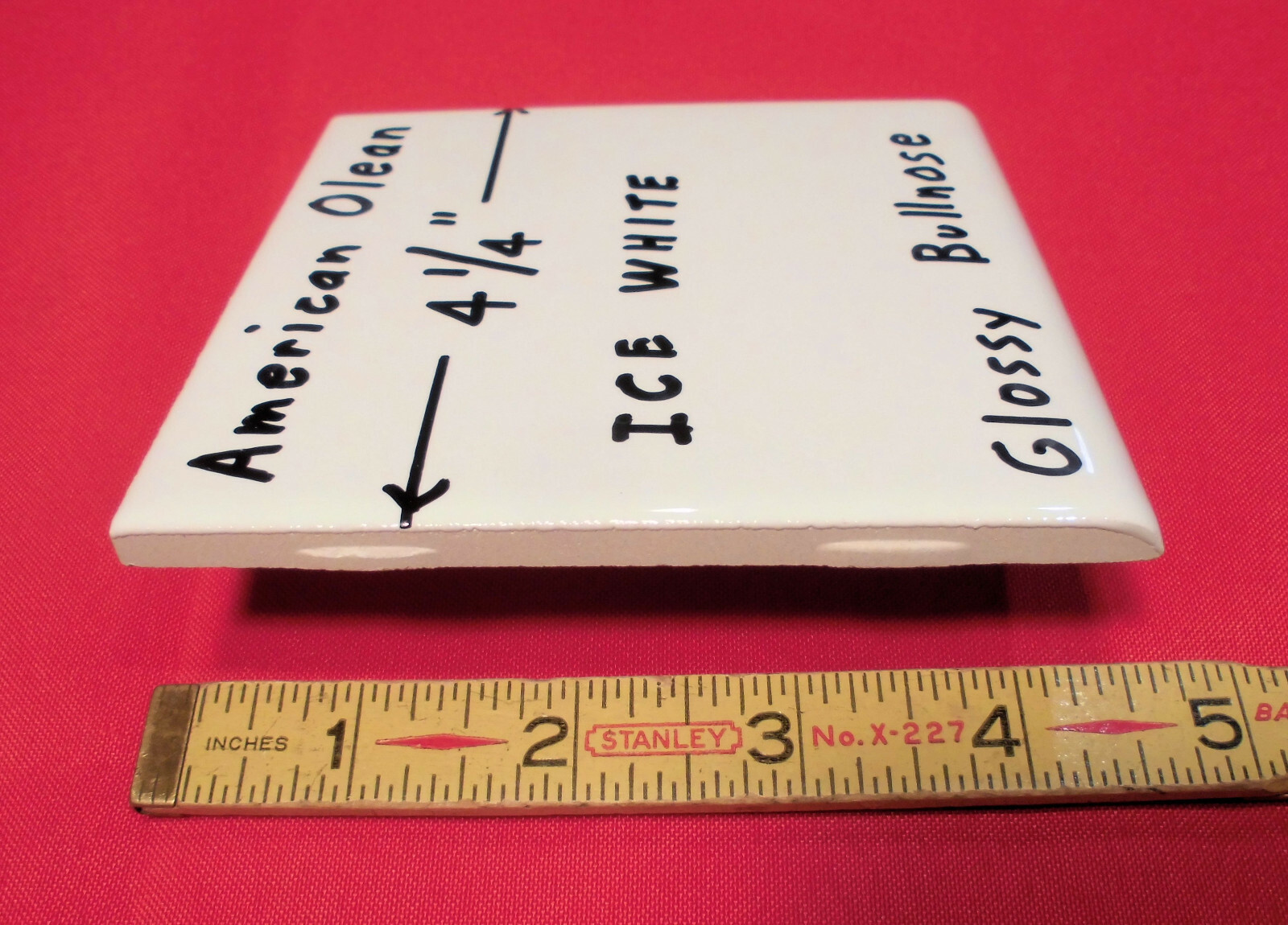 1 pc. *Brightest Ice White* 4-1/4″ Ceramic Bullnose Tile by American Olean; New