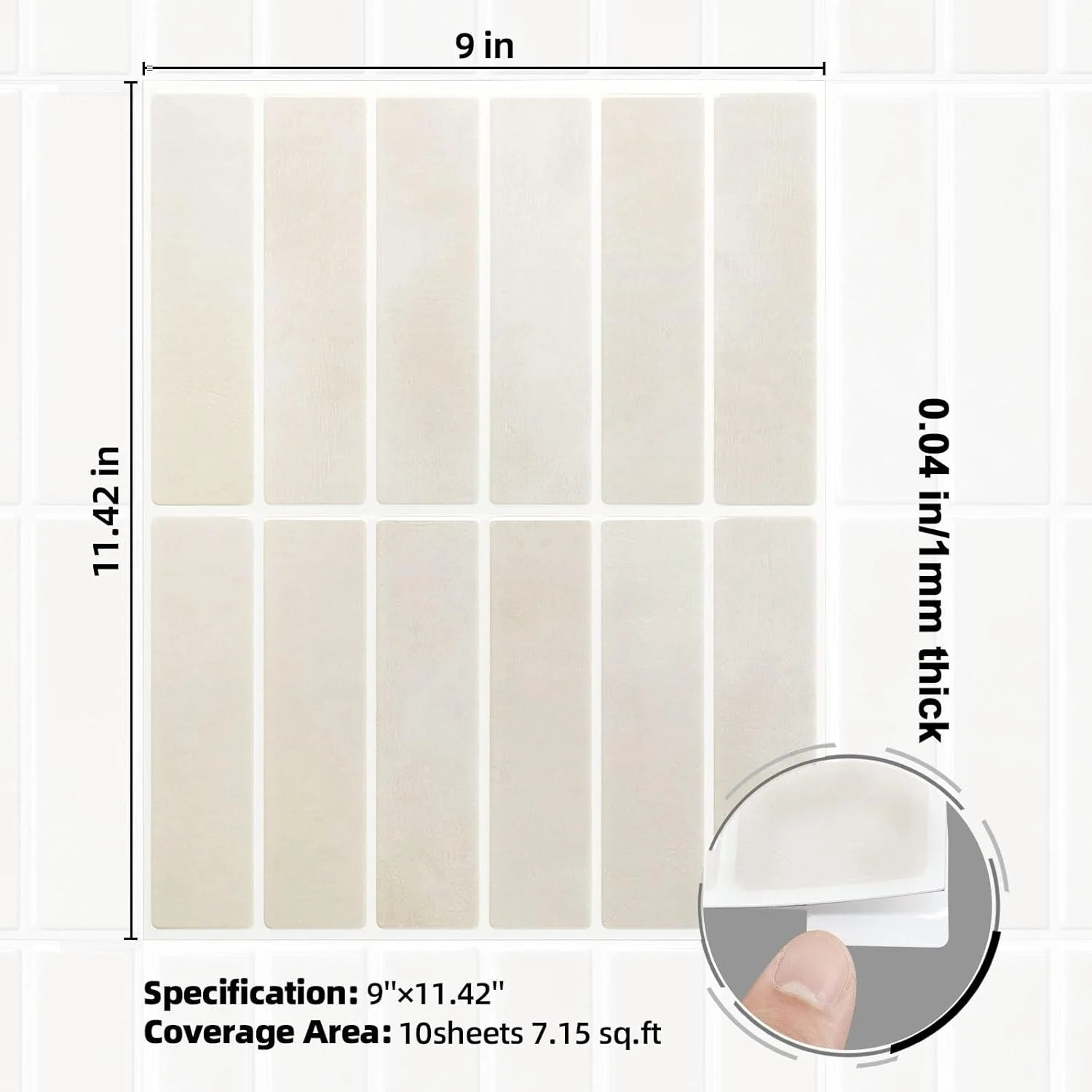 Peel and Stick Backsplash, 10 Sheets 11.42 x 9 in 3D Self Adhesive Wall Tile for