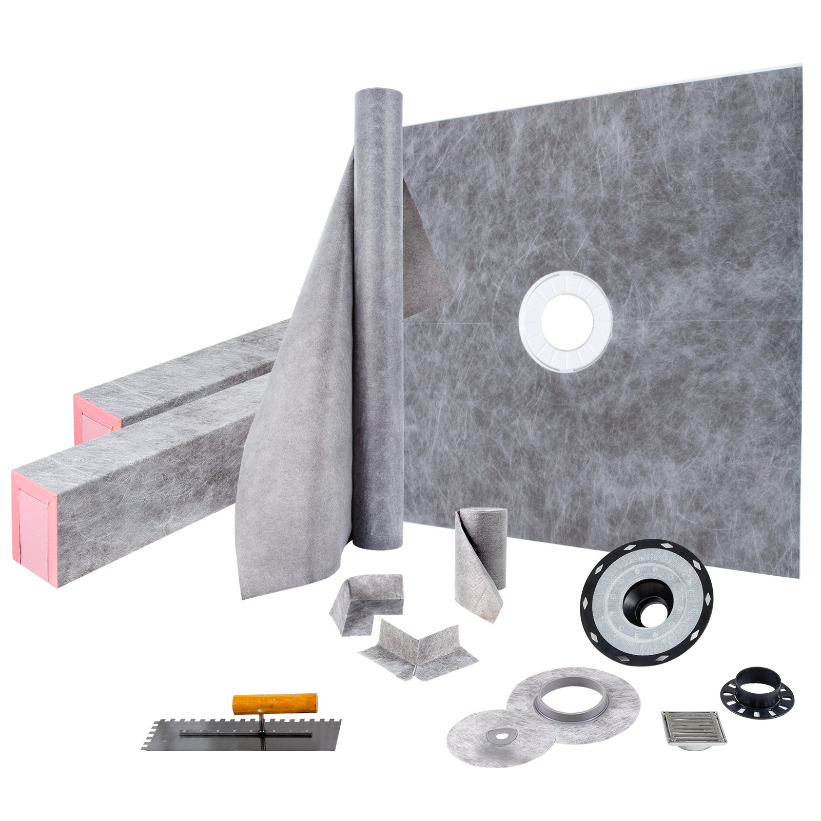VEVOR Waterproofing Shower Kit Shower Kit Tray 48”x48” with Central Drain PVC
