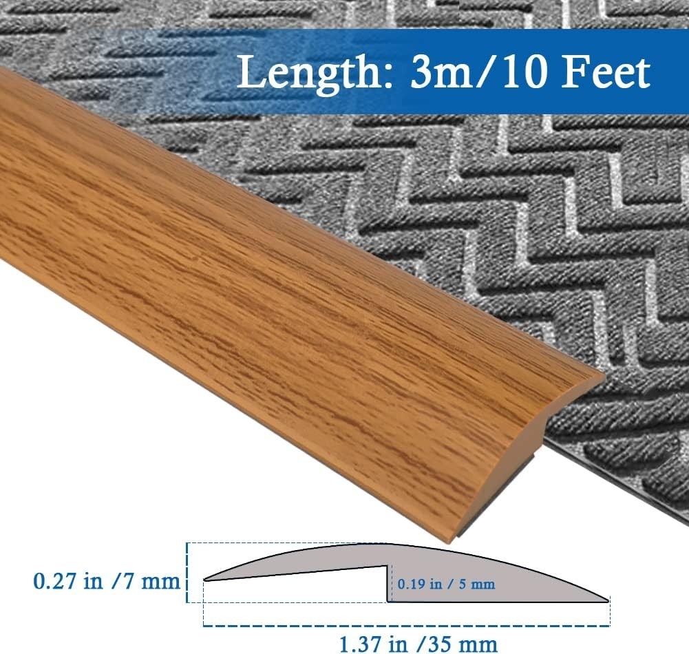 Floor Transition Strip Self Adhesive 5mm, 10Ft, Wood Grain Light Brown-New