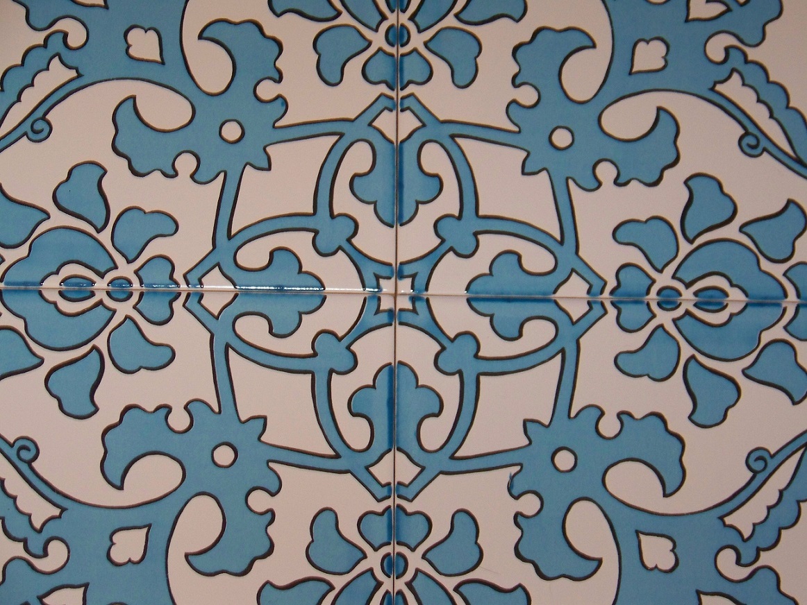 Light Blue 16″x16″ Turkish Ottoman Iznik Floral Pattern Ceramic Tile Set