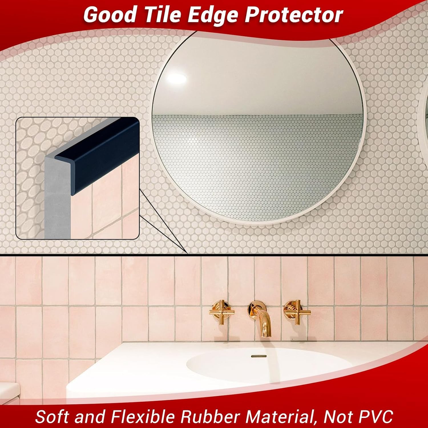 Tile Edge Trim, Flexible Rubber L Shaped Small Size Corner S – 10 FT, Black