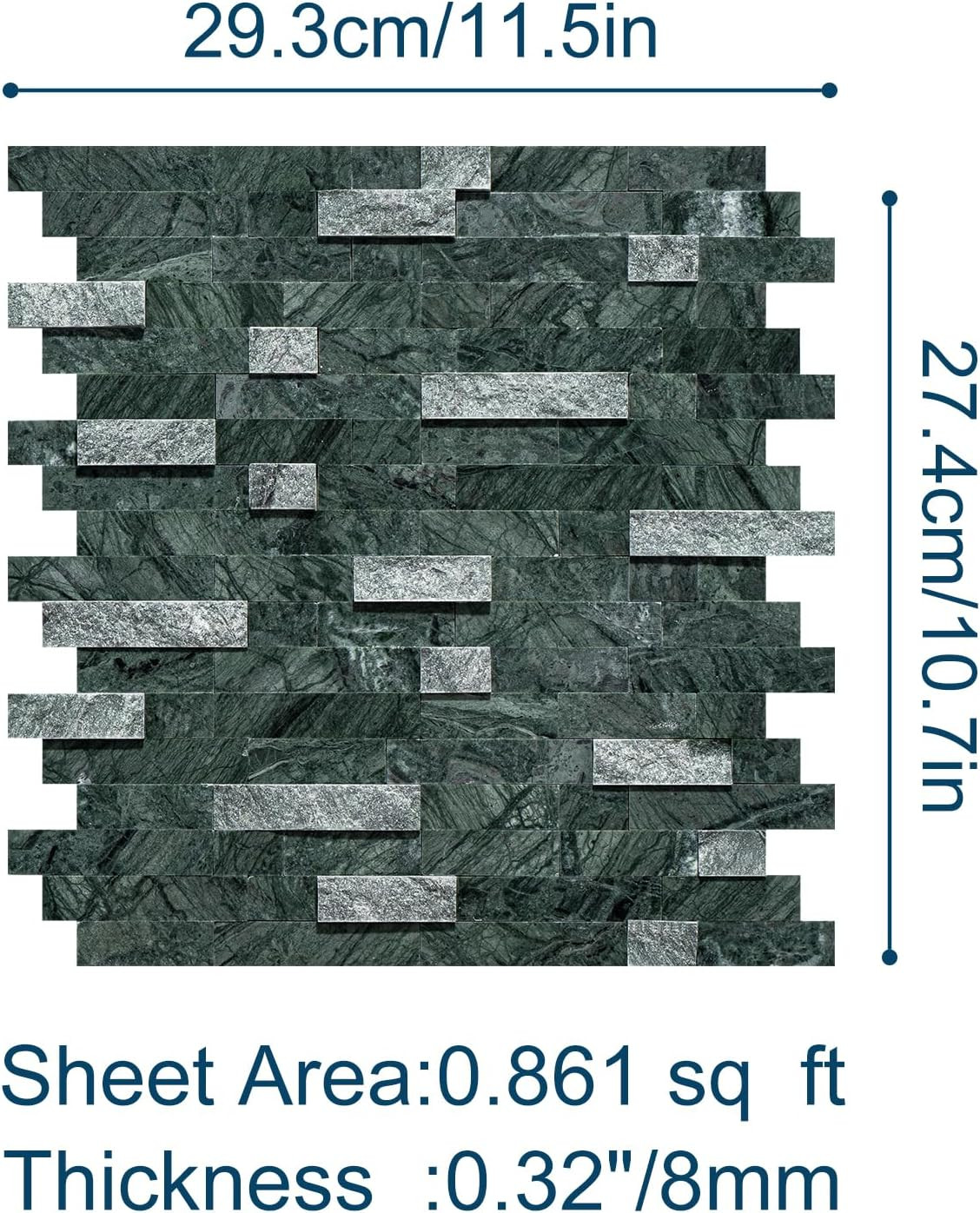 5-Sheet Peel and Stick Backsplash Tile, Natural Stone 3D Mosaic Wall Tile, India