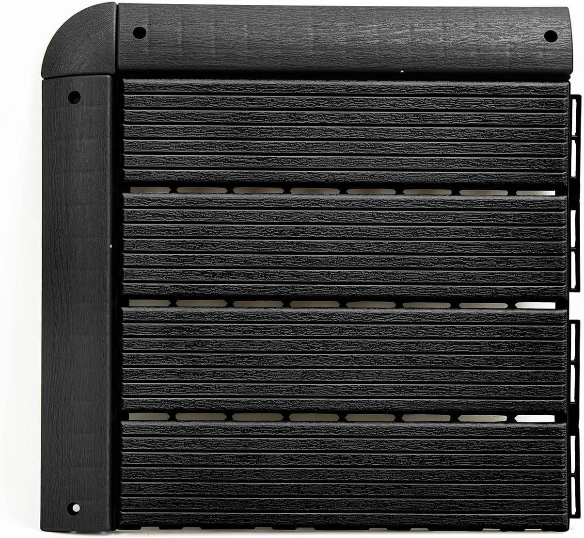 Compact Pack of 4 Interlocking Dark Grey Deck Edge Tiles – Easy Drainage Design