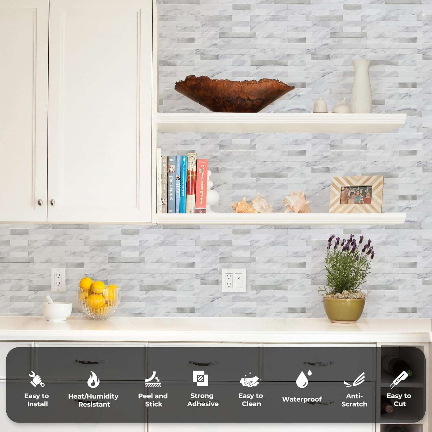 Peel and Stick Backsplash, PVC Wall Tiles Stick on Backsplash for Kitchen(1 Shee