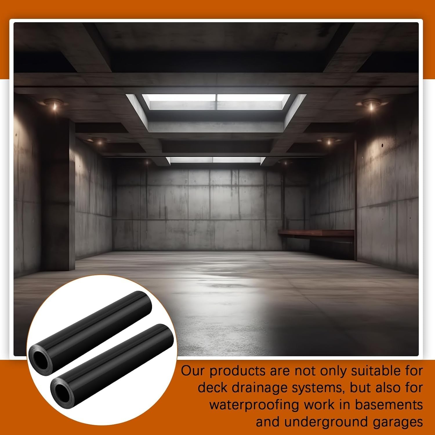 4 Rolls 16ft Black Under Deck Drainage System Waterproof Membrane Trough