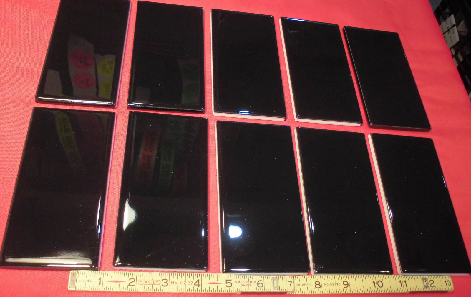 10 pcs. *Gloss Black* 3″ X 6″ Subway Ceramic Tiles; by American Olean, New Stock