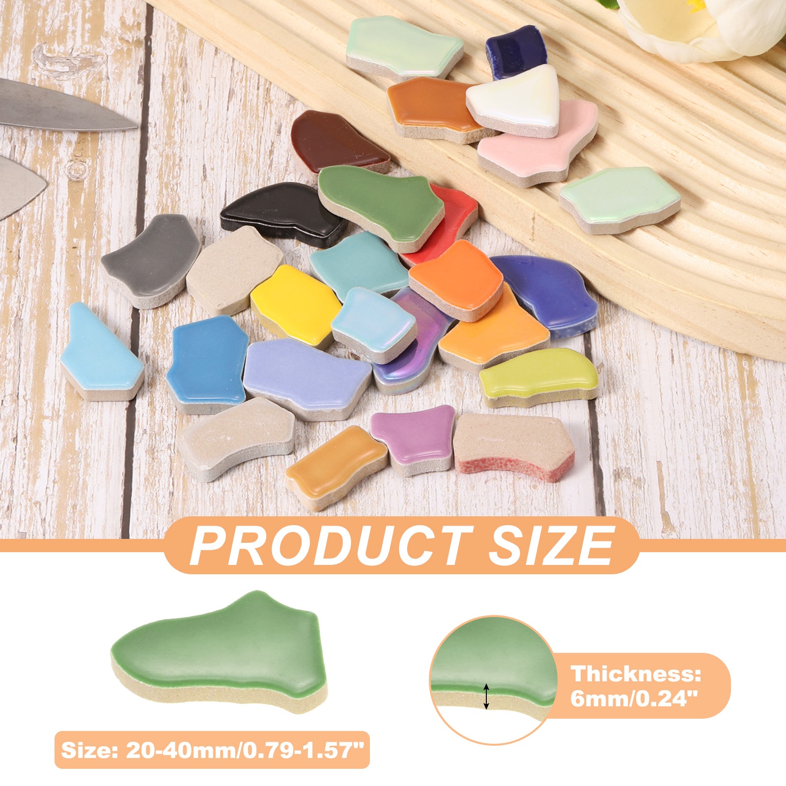 250g/0.55LB Irregular Ceramics Mosaic Tiles 0.79″-1.57″ Mosaic Tile Green
