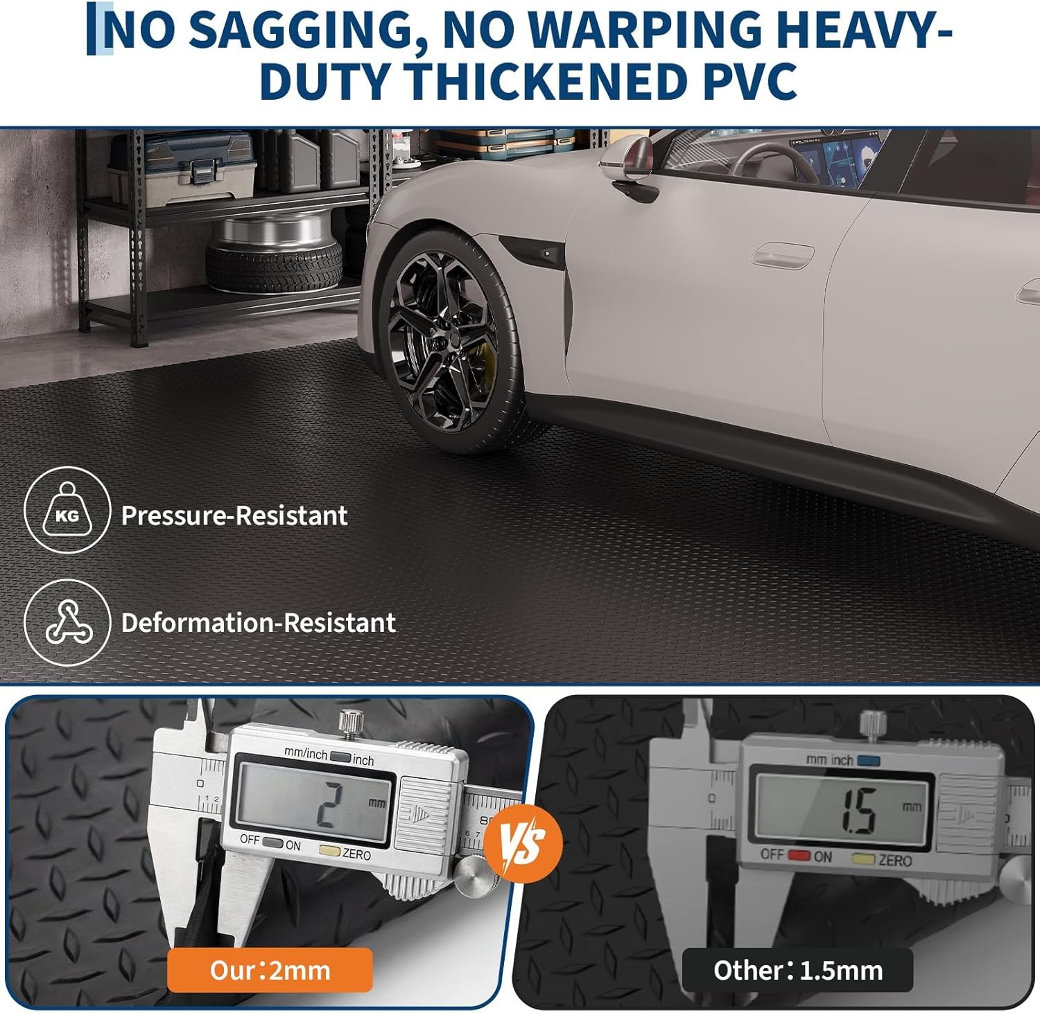 4×8 Ft / 7.5×20 Ft Garage Floor Mat 2mm Thick PVC Garage Mats Floor Protector