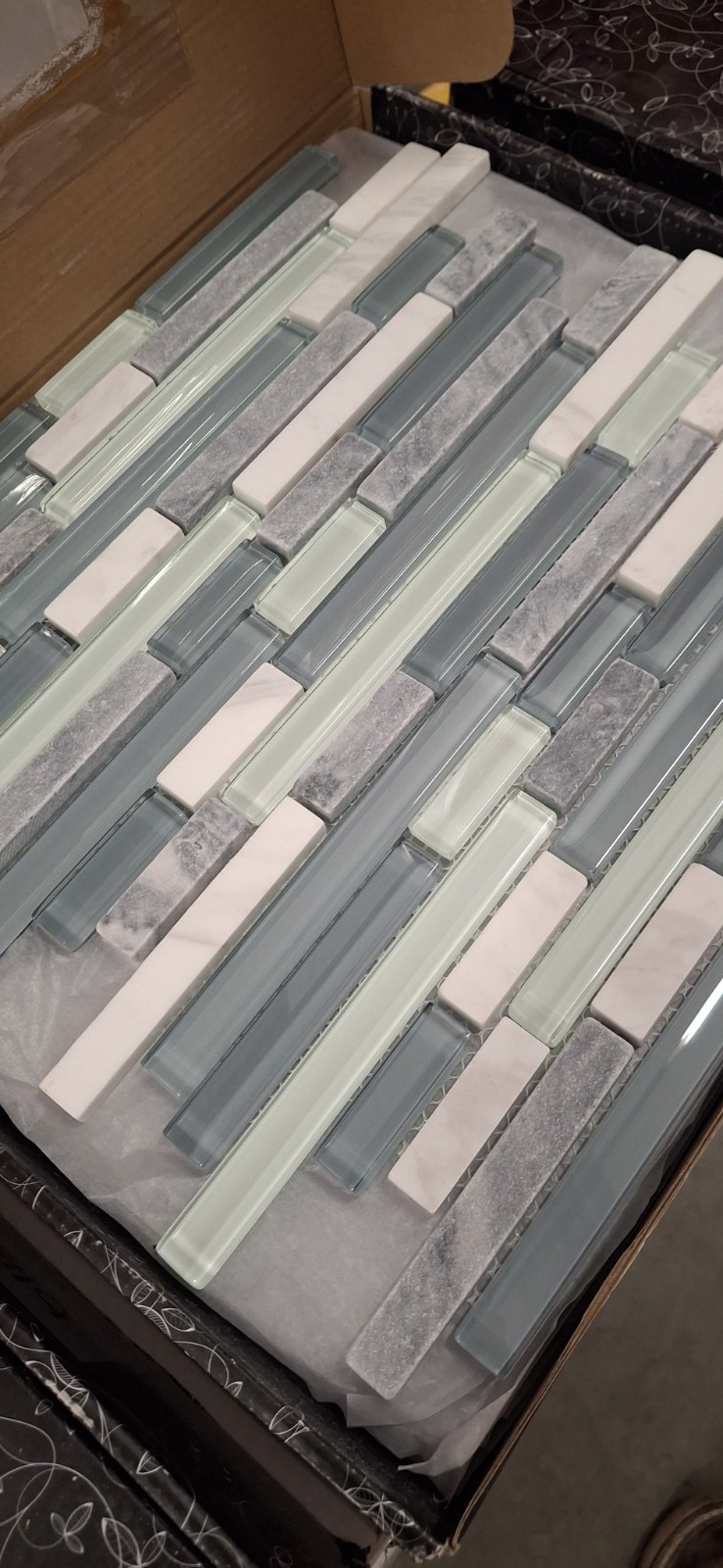 Anatolia Bliss Glass & Stone Linear Mosaic Tile 12″x12″ Sheet Backsplash Wall
