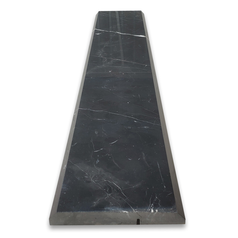 N0AP Nero Marquina Black Marble 6×36 Saddle Threshold Beveled Tile Polished