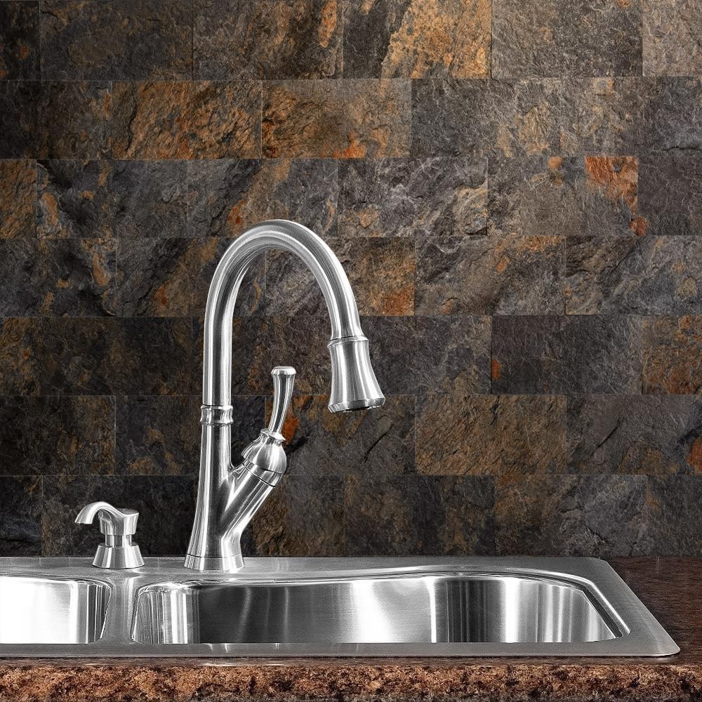 Rust Slate PVC Stick on Tiles for Kitchen, Bathroom, 100PC